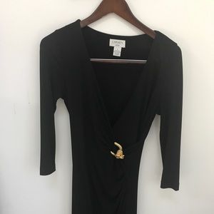 Black jersey knit cocktail dress